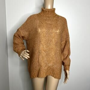 Aerie Wool Bronze Chunky Knit Turtleneck Sweater